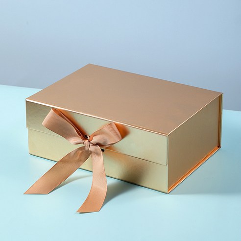 [ 만족도 100% ] 골드 금색 고급 리본 선물 답례품 쉬운 일체형 조립 포장 박스 상자 L, 1개