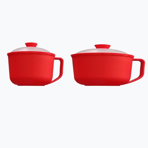 레몬글라스 전자레인지용 핸디형 스마트 찜기 중형 + 대형 (1000mL +1500mL) 2종세트 6피스, 레드, 1개