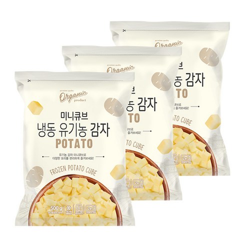 [호재준] 냉동 유기농 감자 큐브 500g, 3팩
