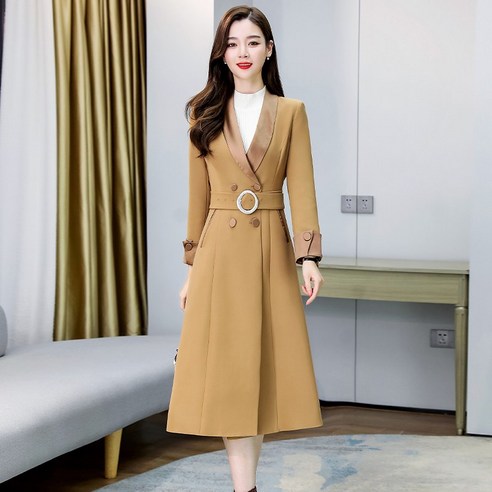 DFMEI Gao Leng 팬 Yujie 기질 전문 긴 드레스 봄 새로운 여성 틈새 슬리밍 드레스 서양식