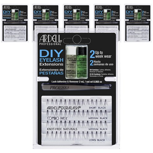 아델 프로페셔널 DIY 아이래쉬 익스텐션 래쉬 + 어드히시브 리무버 트위저 키트, 6개, Black