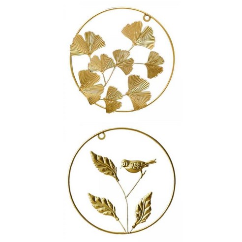 2Pcs 북유럽 금박 조각 홈 장식 거실 장식, 황금, 철