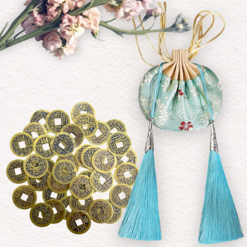 애니윙 소원성취 금전운 전통 복주머니, 파랑