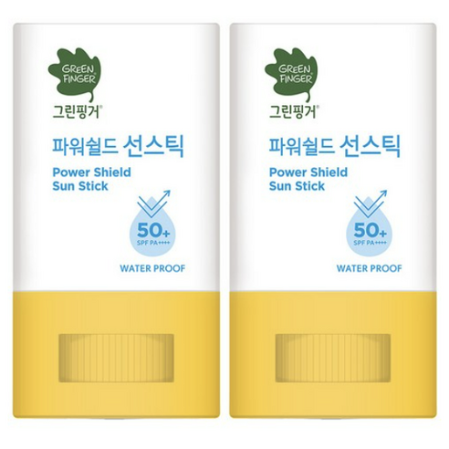 그린핑거 파워쉴드 선스틱 워터프루프 SPF50+ PA++++, 14g, 2개