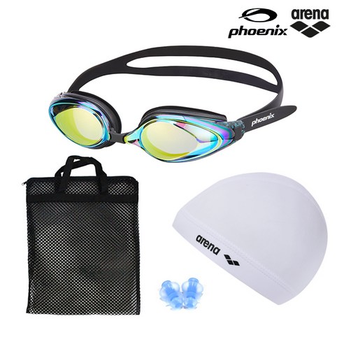 PN-405M 와이드뷰 미러수경 물안경 수영 4종세트, PN-405M(골드)