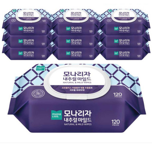 모나리자 내추럴 마일드 물티슈, 120개입, 50개