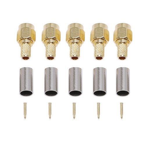 AFBEST 5pcs SMA 남성 플러그 RF 동축 커넥터 압착 RG58 RG142 RG400 LMR195 RG223, 골든