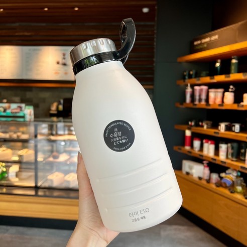 MEIISEO대용량 스포츠 물통 다기능 물병 휴대용 스포츠 물통 대용량 보온병, White 1900ml