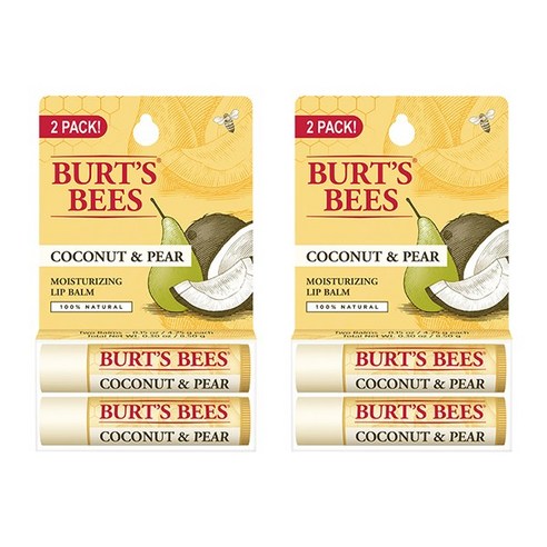 버츠비 모이스처라이징 립 밤, Coconut & Pear, 4개입