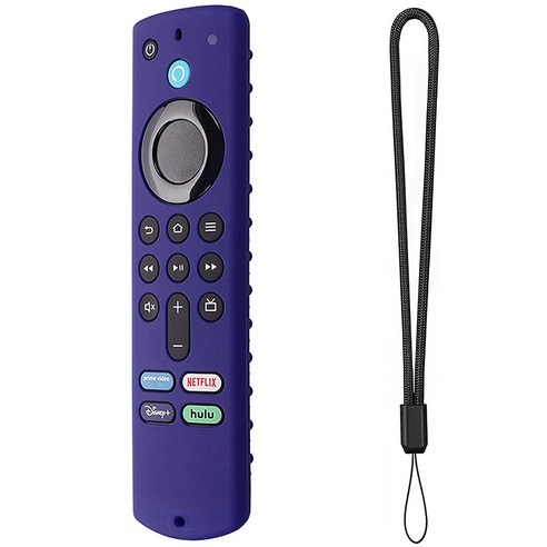 Deoxygene Fire TV Stick 3rd Generation Voice Remote Control 실리콘 케이스 경량 Non-Slip Shockproof with Strap-Blue, 파란색