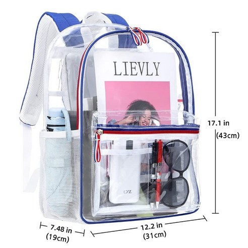 투명한 디자인과 넉넉한 수납 공간으로 소지품을 안전하게 보호하는 투명 백팩 PVC 학생가방 여행용 남여공용