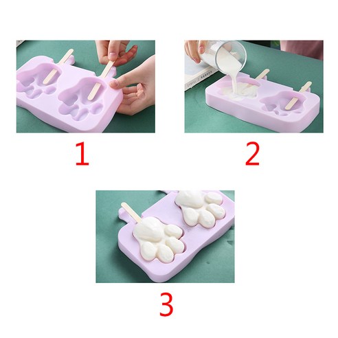 눈사람 실리콘 크리 에이 티브 만화 귀여운 토끼 곰 발 타원형 아이스크림 금형 아이스 캔디 DIY, 곰발톱+아이스크림 50개