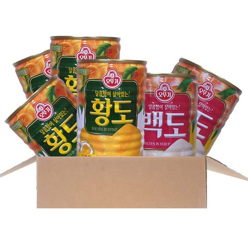 오뚜기 통조림 황도(반절)400g 4개+백도(반절)400g 2개, 1세트