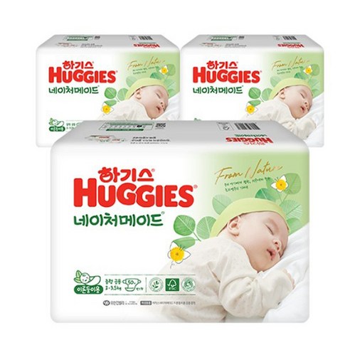 하기스 이른둥이 기저귀 네이처메이드 중형M (2~3.5kg) 150매, 1세트, 신생아용(NB)