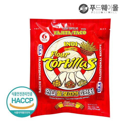 INDI 인디 밀 또띠아 6인치 240g (8장), 8개