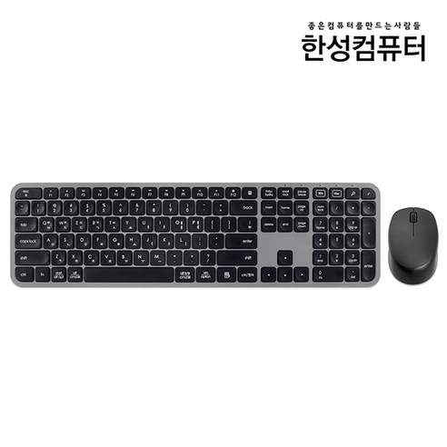 한성컴퓨터 Win / Mac 전환 무선 키보드 마우스 세트, 블랙, 일반형, LKM500