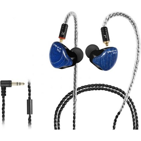 귀 모니터 헤드폰의 DCMEKA HiFi 스테레오 IEM 이어폰 분리 가능한 케이블이 있는 다이내믹 듀얼 드라이버 유선 이어버드 가수 음악가 드럼 연주자를 위한 노이즈 캔슬링, No Mic, Blue, 1개