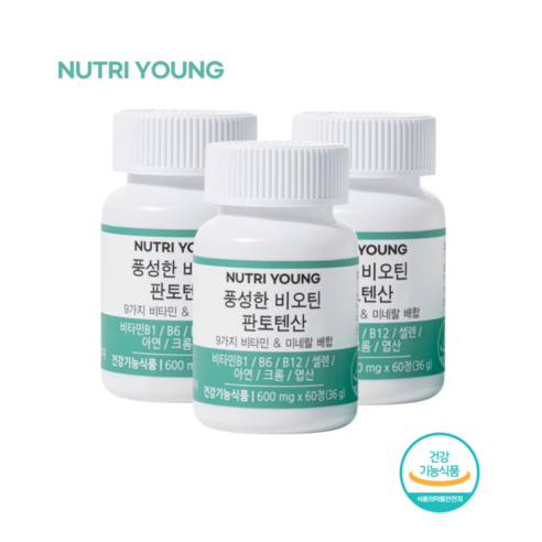 뉴트리영 풍성한 비오틴 판토텐산, 60정, 3개
