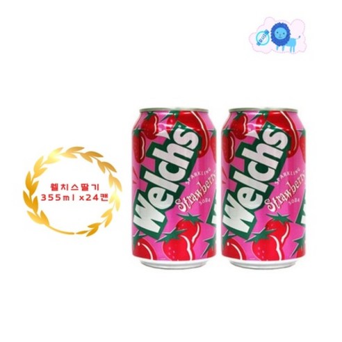 웰치스 딸기 탄산음료, 355ml, 24개입