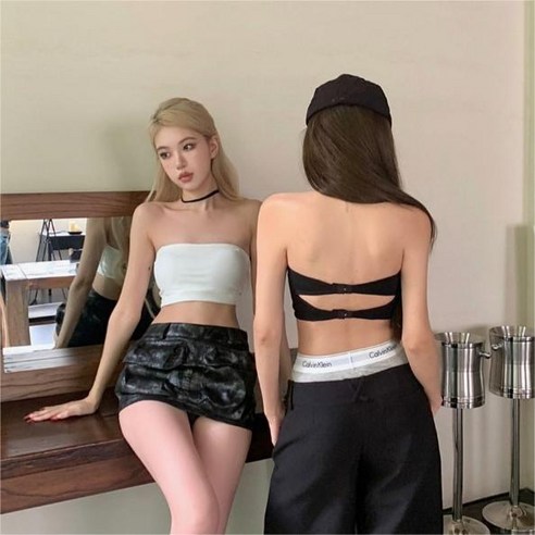 미도 오프숄더 3단 후크 브라 튜브탑