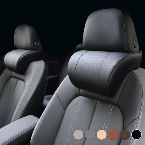 엔칸타 세이프레더넥 가죽 메모리폼 차량용 목쿠션, 2개, 블랙