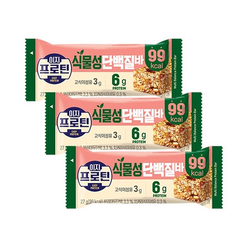 롯데제과 이지프로틴 식물성단백질바, 27g, 3개