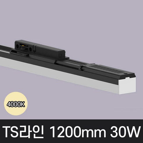 LED T라인 레일조명 트랙등 티라인 1200mm, 예도 TS라인 블랙바디, 30w 1200mm, 주백색 아이보리빛 4000K, 1개
