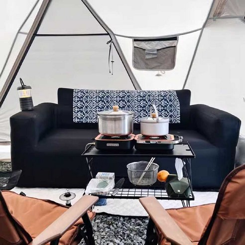 elix 에어쇼파 에어 캠핑에어매트 캠핑에어쇼파 캠핑, 1개, 블랙 더블 XL (165x82x77)