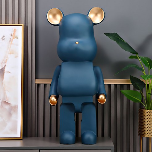 Uinox 베어브릭 저금통 50cm 대형 곰돌이 피규어 인테리어 소품 개업 집들이 선물, 블루(21*16*50cm)