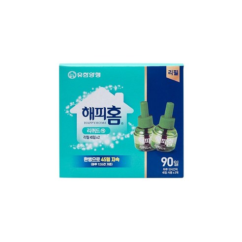 유한양행 [본사직영] 해피홈 리퀴드 리필 2입(총 90일분), 90ml, 17개