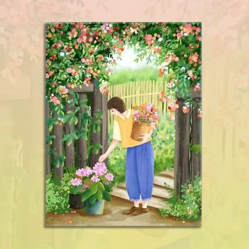 votgl diy페인팅 피포페인팅 명화그리기 그림그리기유화그리기세트40 x 50cm, 0016화원, 1개