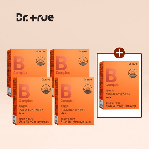 닥터트루 프리미엄 비타민B 컴플렉스 B1 B2 B6 B12 영양제 수용성 비타민비, 60정, 5박스 꼭 필요한 상품