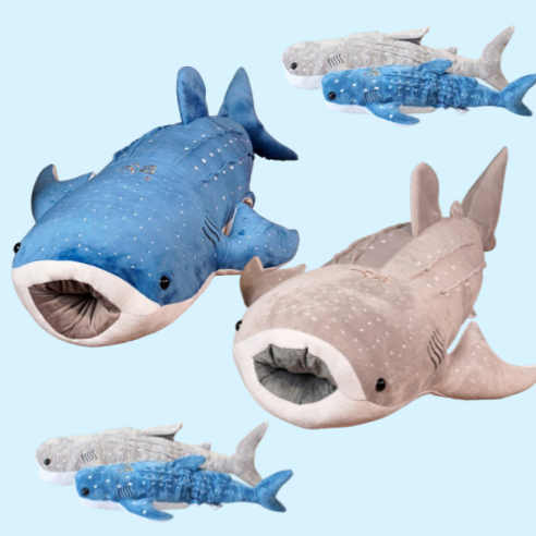 [국내 당일배송] 휘뚜마뚜 고래 상어 인형 쿠션 바디필로우 대형 봉제 인형 55cm 75cm 100cm 베개, 블루 고래상어 55cm, 1개