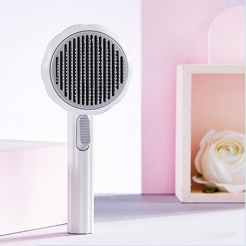 코코시루 원터치 호박 펫 브러쉬 C19SB 고양이 강아지 애견 빗 털빠짐 엉킨 털 제거, 화이트(C19SB-WHITE)