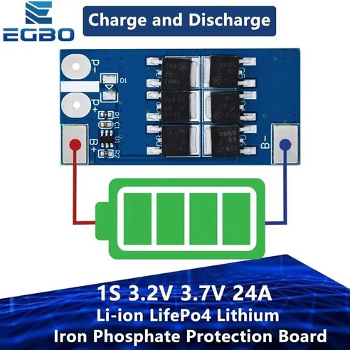 Li-ion LifePo4 리튬 인산철 보호 보드 BMS PCB PCM 셀팩 과충전 과방전 1S 3.2V 3.7V 24A, [01] 1S 24A 3.7V Lithium