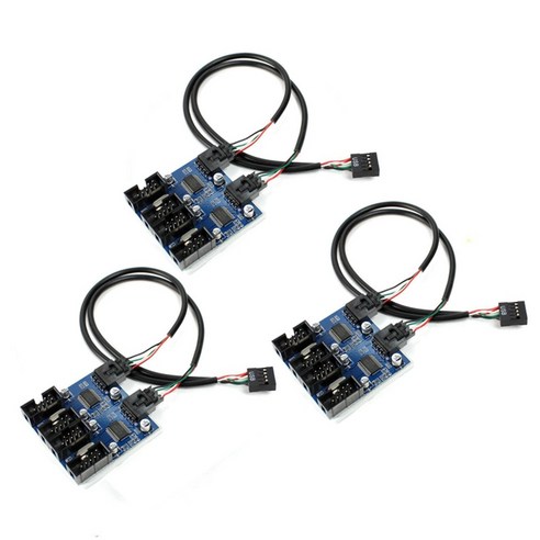 Retemporel 마더 보드 9Pin USB 헤더 스플리터 남성 1-2/4 여성 연장 케이블 어댑터 9핀 USB2.0 허브 커넥터 3팩, 그림이 보여 주듯이