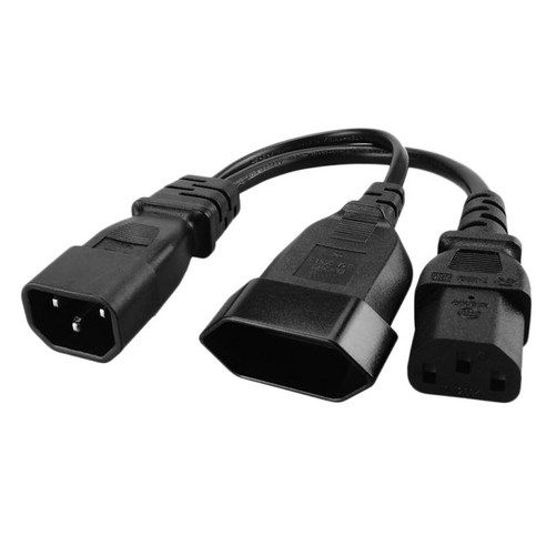 IEC320 C13에 IEC320 C14 + PC 모니터 스캐너 및 프린터 용 유로 Y 전원 케이블 분배기 케이블 어댑터 케이블, 270x66x21mm, 블랙, PVC