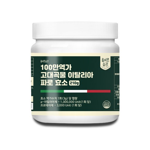 올바른습관 100만역가 이탈리아 파로 곡물 효소 미숫가루맛, 4개, 210g