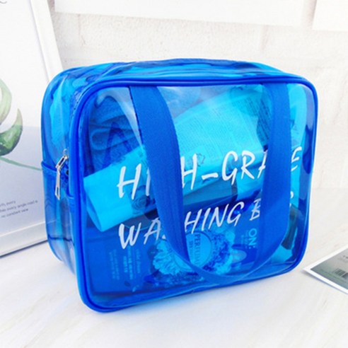 하이그레이드 워시백 PVC 투명 컬러 수영장 가방, 01블루