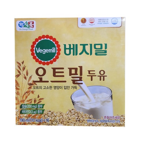 정식품 베지밀 오트밀 두유, 190ml, 16개