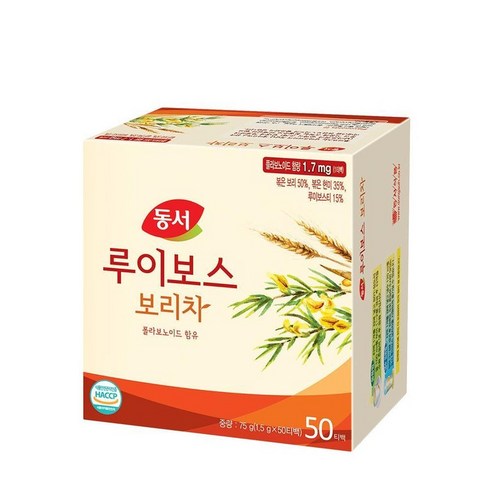 동서 동서 루이보스 보리차 50티백 (75g) 에프터눈티 모에모에큥 사무실 자취템, 1.5g, 50개입, 16개 루이보스티액상