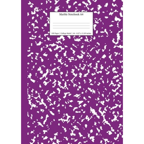 (영문도서) Marble Notebook A4: Purple Marble College Ruled Journal Paperback, Young Dreamers Press, English, 9781989790540