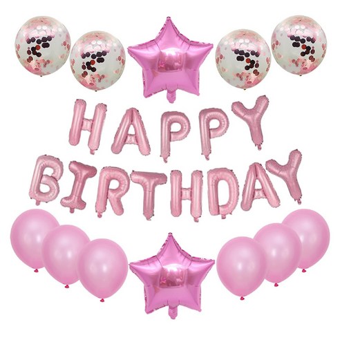 GAM 이벤트 파티 풍선 세트 생일파티 파티용품 생일파티세트 생일풍선 생일파티용품, 심플블링-메탈핑크