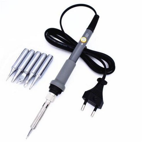 전기 납땜 인두 세트 온도 조절 가능 용접 도구 EU 플러그 200450 DegC 5 팁 60W 220V, [01] Soldering Iron Set, 1) Soldering Iron Set