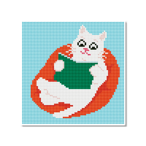 모모픽스 보석십자수 20x20cm 캔버스형 동물 공룡, DB18 책읽는고양이