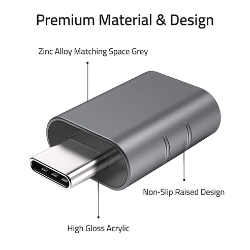 Lopbinte 2016년 이후 MacBook Pro용 USB C-USB 어댑터 2팩, 1
