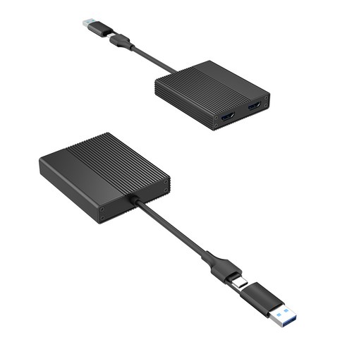 맥북 듀얼모니터 어댑터 디스플레이링크 DL6950 display link, USB-C 호환, 최대 2개 모니터 연결 가능, USB허브 포트 내장