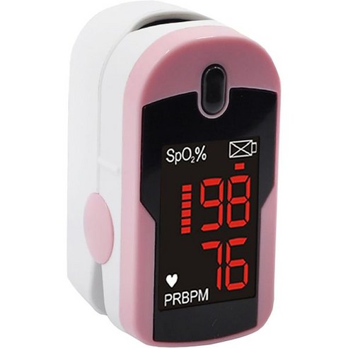 펄스 심박수 모니터 블루투스 배터리 손가락 끝 산소 측정기 혈중 포화 Concord Emergamed Fingerdip Pulse Oximeter 리버스블 디스플레이 휴대용 케, Pink, 1개