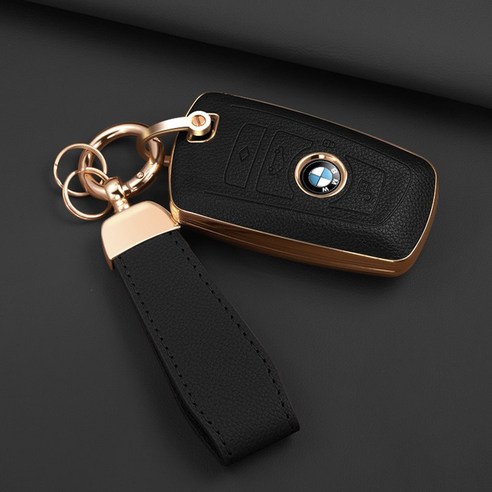 HAKO 소프트 가죽TPU 차키케이스+키홀더 (BMW호환), B-01, 블랙