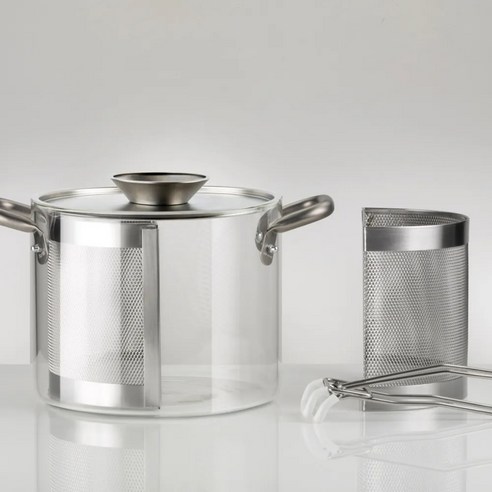 KnIndustrie 글라스 팟 유리 양수 냄비 24cm 뚜껑 파스타용 섹터 세트, 1개